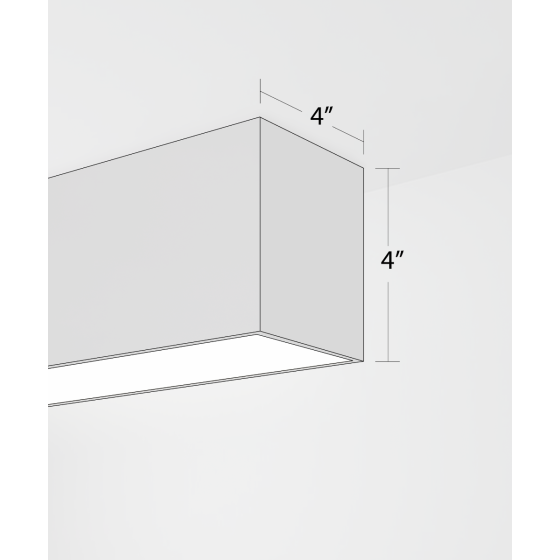 Alcon 12100-40-S-RGBW, surface linear ceiling light shown in white finish, with a flush trim-less lens, and color changing capabilities.