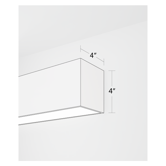 Alcon 12100-40-W, surface mount linear wall light shown in silver finish and with a flush trimless bottom lens.