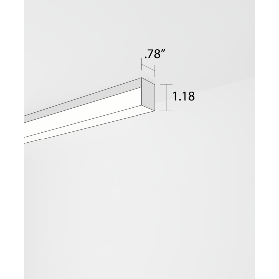 Alcon 12100-8-S, surface linear ceiling light shown in silver finish and with a flush trim-less lens.