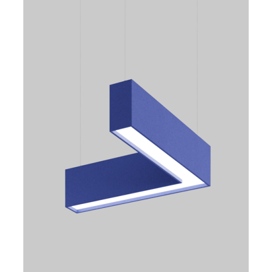 Alcon 12101-20-L-8 acoustic pendant light shown with cobalt finish and L-shaped housing