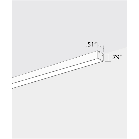 Alcon 12108, surface mount linear wall light shown in a white finish and with a flush trimless lens.