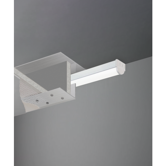 12109-WT linear wall grazer light shown in a white finish and with a flush trimless lens in a wet location