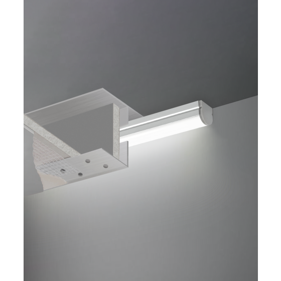 12109-WT linear wall grazer light shown in a white finish and with a flush trimmed lens in a wet location