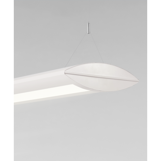 Alcon 12124-P suspended pendant light shown in white finish and with curved inset lens.