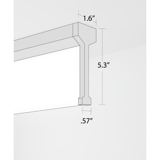 Alcon 12139-S, surface linear ceiling light shown in white finish and with a center trim-less lens.