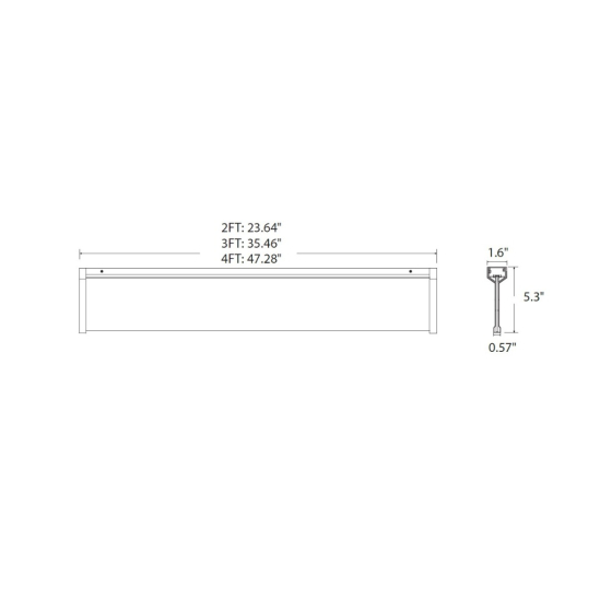 Alcon 12139-p, Thin framed linear pendant light shown in white finish and with a flushed, center panel lens.