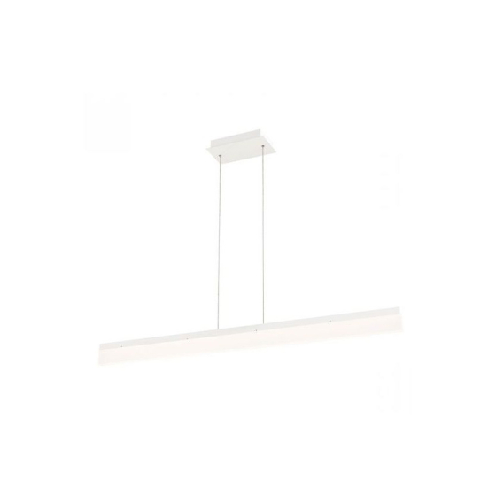 Alcon 12159-P, suspended linear pendant light shown in white finish and with dropped boxed lens.