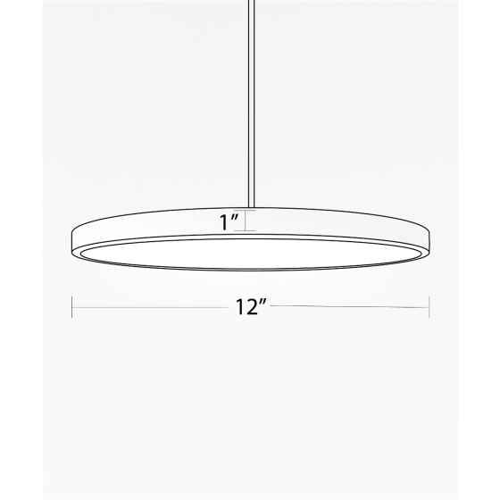 12182-12 LED disk light shown in a black finish with a 12-inch flush trimless frosted polycarbonate lens.