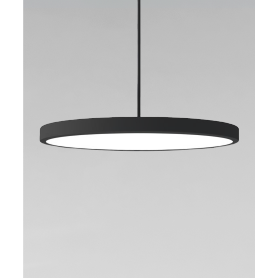 12182-12 LED disk light shown in a black finish with a 12-inch flush trimless frosted polycarbonate lens.
