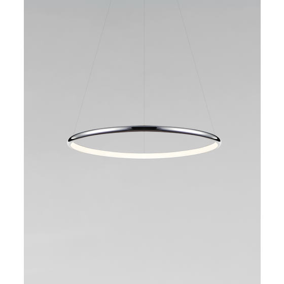Alcon 12237-P, suspended commercial pendant ring light shown in silver finish and with a flush trim-less internal lens.