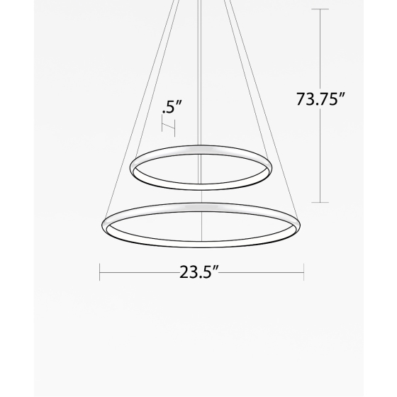 Alcon 12238-P, two-layered tiered suspended commercial pendant ring light shown in silver finish and with a flush trim-less internal lens.