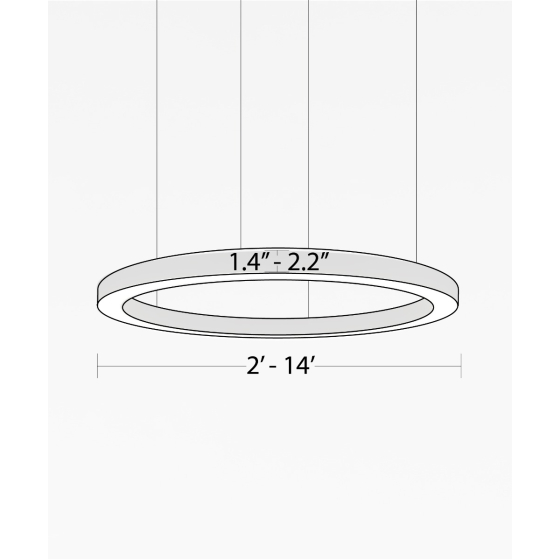 Alcon 12253, suspended commercial pendant light shown in black finish and with a flush 360 horizontal ring trim-less lens.