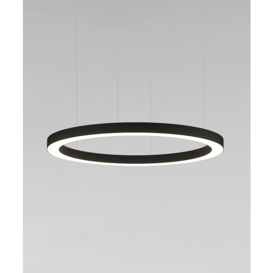 12253 slim ring chandelier light, shown in a black finish with a flush 360º horizontal ring trimless lens.