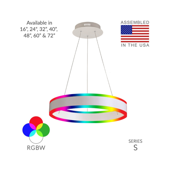 1-Tier Round Chandelier RGBW LED Ring Pendant Up and Down Light