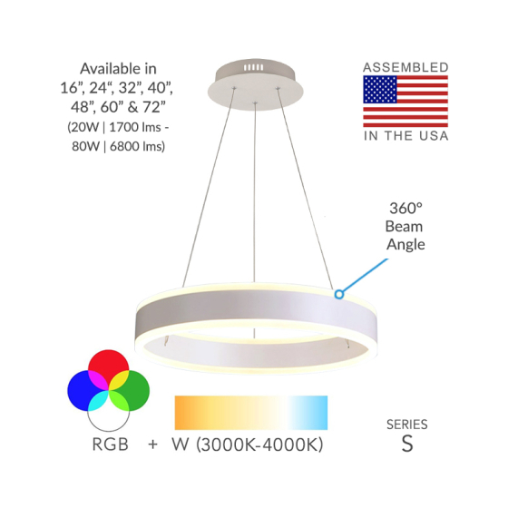 1-Tier Round Chandelier LED Ring Pendant Up and Down Light