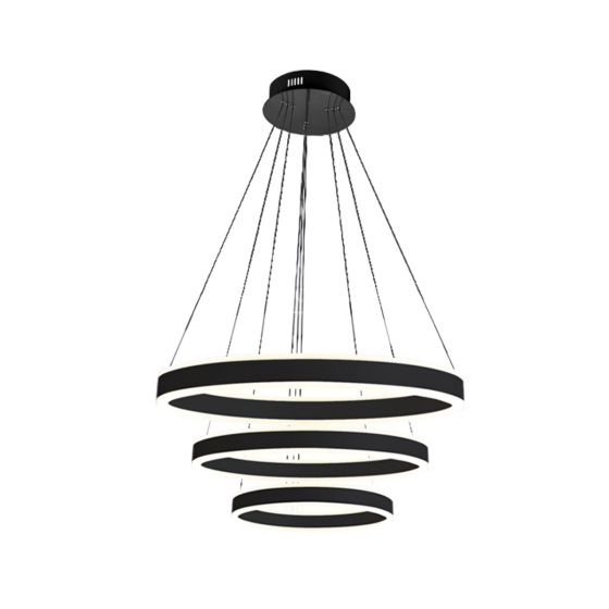 3-Tier Round Chandelier LED Ring Pendant Up and Down Light