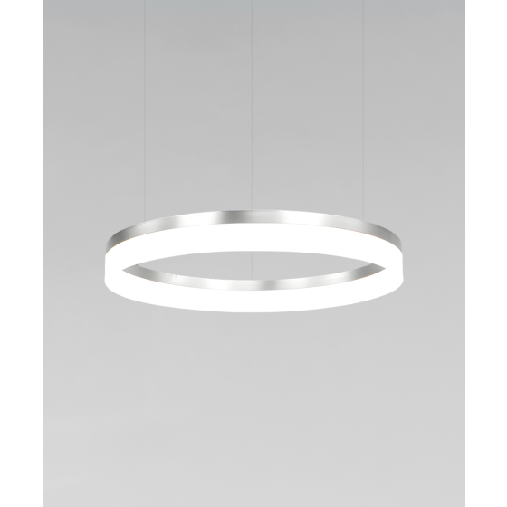 Alcon 12272-1-P, suspended commercial ring pendant light shown in silver finish and with a flush trim-less lens.