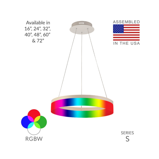 1-Tier RGBW Color-Changing LED Ring Chandelier Pendant Downlight