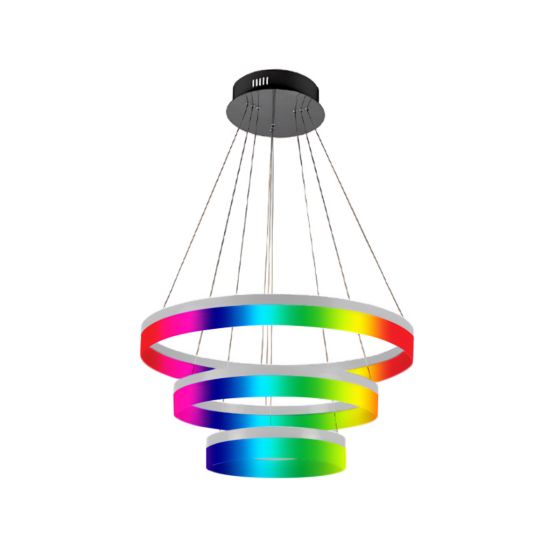 3-Tier RGBW Color-Changing LED Ring Chandelier Pendant Downlight