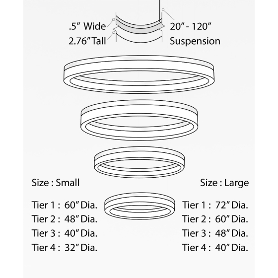 4-Tier LED Ring Chandelier Pendant Downlight