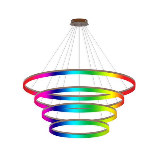 4-Tier RGBW Color-Changing LED Ring Chandelier Pendant Downlight