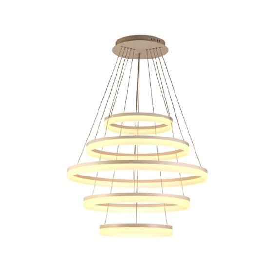 5-Tier Round Chandelier LED Ring Pendant Down Light