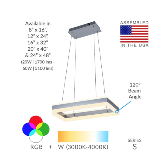 Alcon 12274-1 Rectangle Architectural LED 1-Tier Chandelier