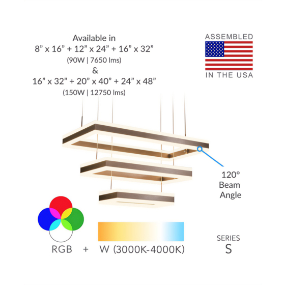 Alcon 12274-3 Rectangle Architectural LED 3-Tier Chandelier