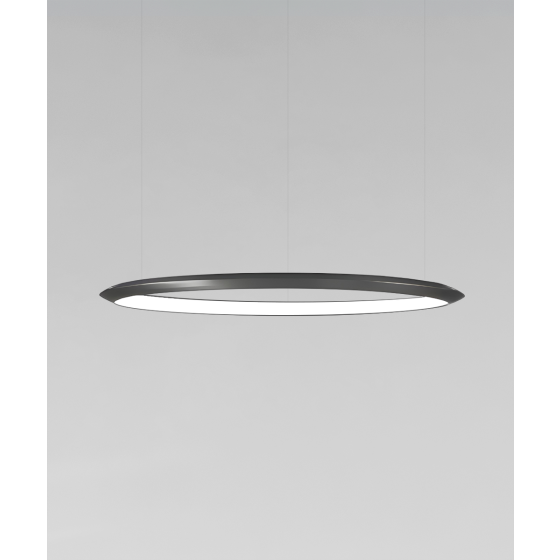 Alcon 12279-1-P, suspended commercial 1 tiered ring pendant light shown in black finish.
