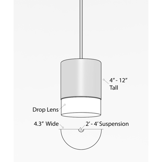 4.5-Inch Opal Drop Lens LED Cylinder Pendant Light