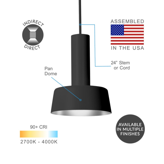 Industrial LED Cylinder Pendant Pan Light