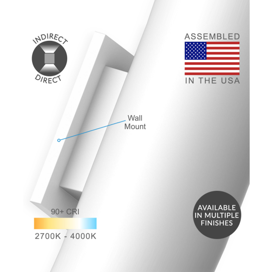 Alcon 12302-W Architectural Cylindrical Wall-Mounted LED Up/Down Light