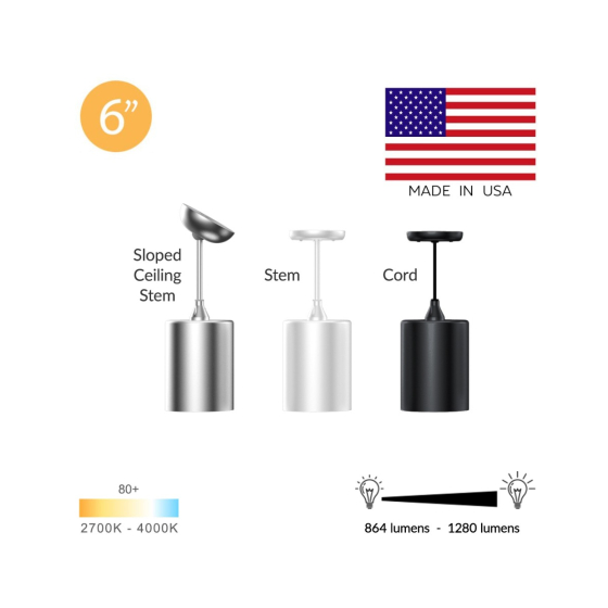 6-Inch LED Cylinder Pendant Light