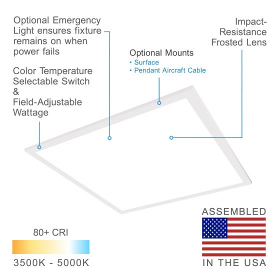 Alcon 12509 Antimicrobial Back-Lit Field Adjustable LED Panel Light