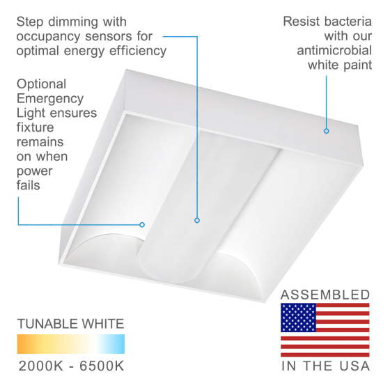 Alcon 24000-S Elite Architectural LED Surface Mount Center Basket Direct Light Troffer