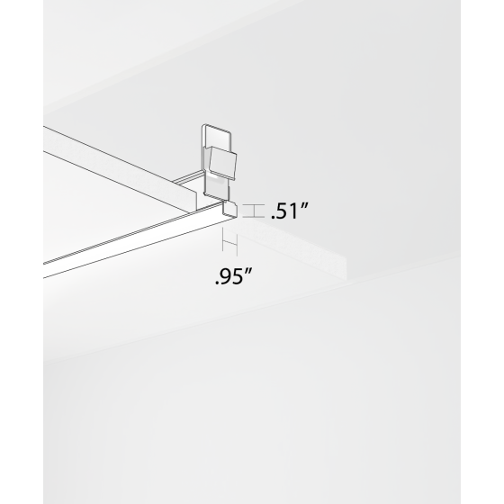 Alcon 12525-S, T-bar surface linear ceiling light shown in silver.