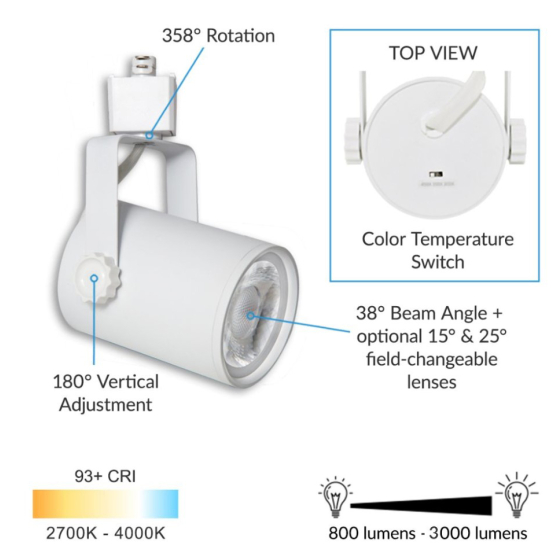 Alcon 13340-M Architectural LED Single Swivel Cylinder Monopoint