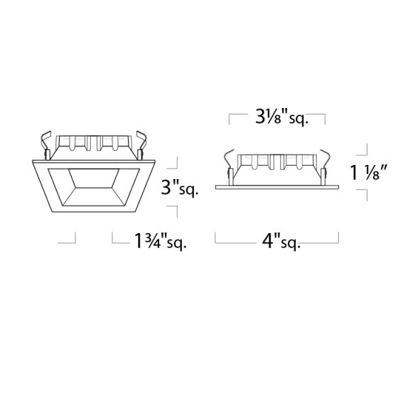 Alcon 14031-1 3-Inch Square Architectural LED Downlight Lensed Recessed Light