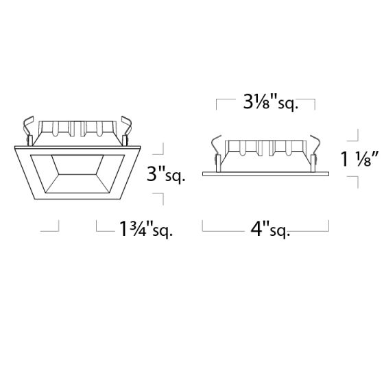 Alcon 14031-2 3-Inch Square Architectural LED Downlight Open Reflector Recessed Light