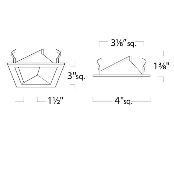 Alcon 14031-3 3-Inch Square Architectural LED Wall Wash Lensed Recessed Light