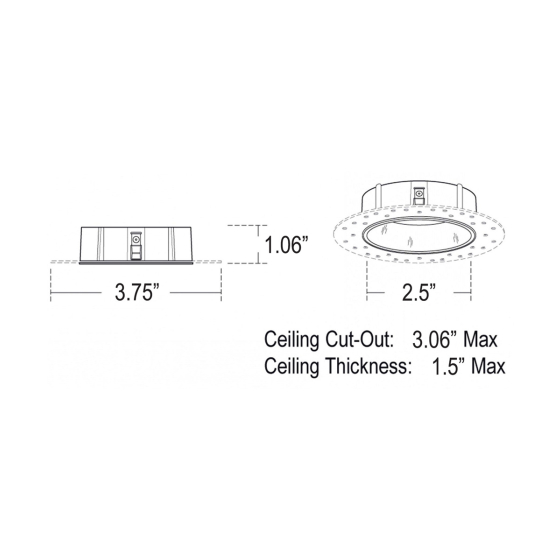 Alcon 14131-R-DIR 2.5-Inch Round LED Shallow Trimless Recessed Light