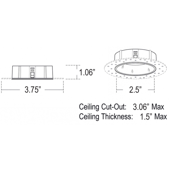 Alcon 14131-R-DIR 2.5-Inch Round LED Shallow Trimless Recessed Light