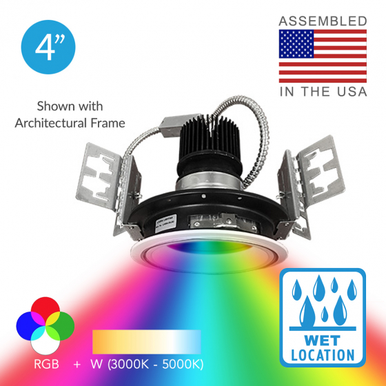 4-inch DMX/RDM Wet Location RGBW Recessed LED Downlight
