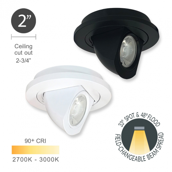 Alcon 14144-R-PD 2-Inch LED Recessed Miniature Pulldown Light