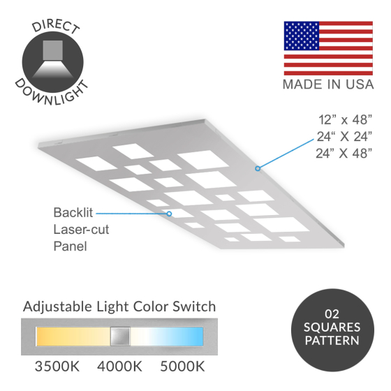 Alcon 14315-02 Squares Architectural Recessed LED Flat Panel