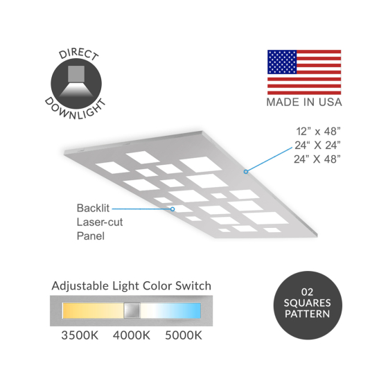 Alcon 14315-02 Squares Architectural Recessed LED Flat Panel