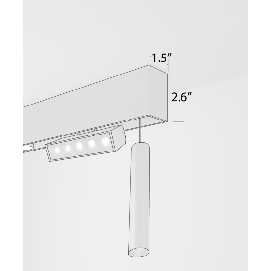 Alcon 15100-S, surface linear ceiling light shown in black finish and with modular in-set lighting components.