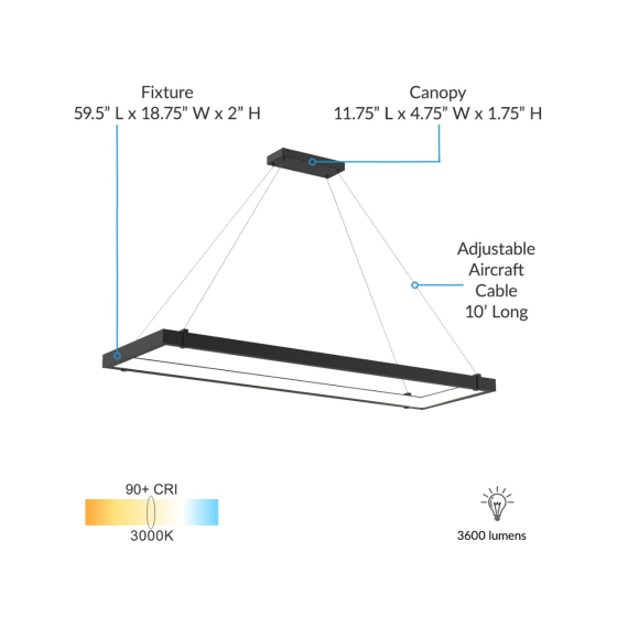 Inner LED Rectangular Modular Pendant Light