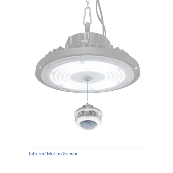 Alcon 15130, suspended commercial pendant light shown in black finish and with an inset trimmed lens and chain hanging cable.