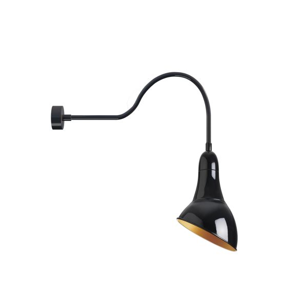 15202 RLM industrial angled dome sign light shown with a white finish and stem pendant mount